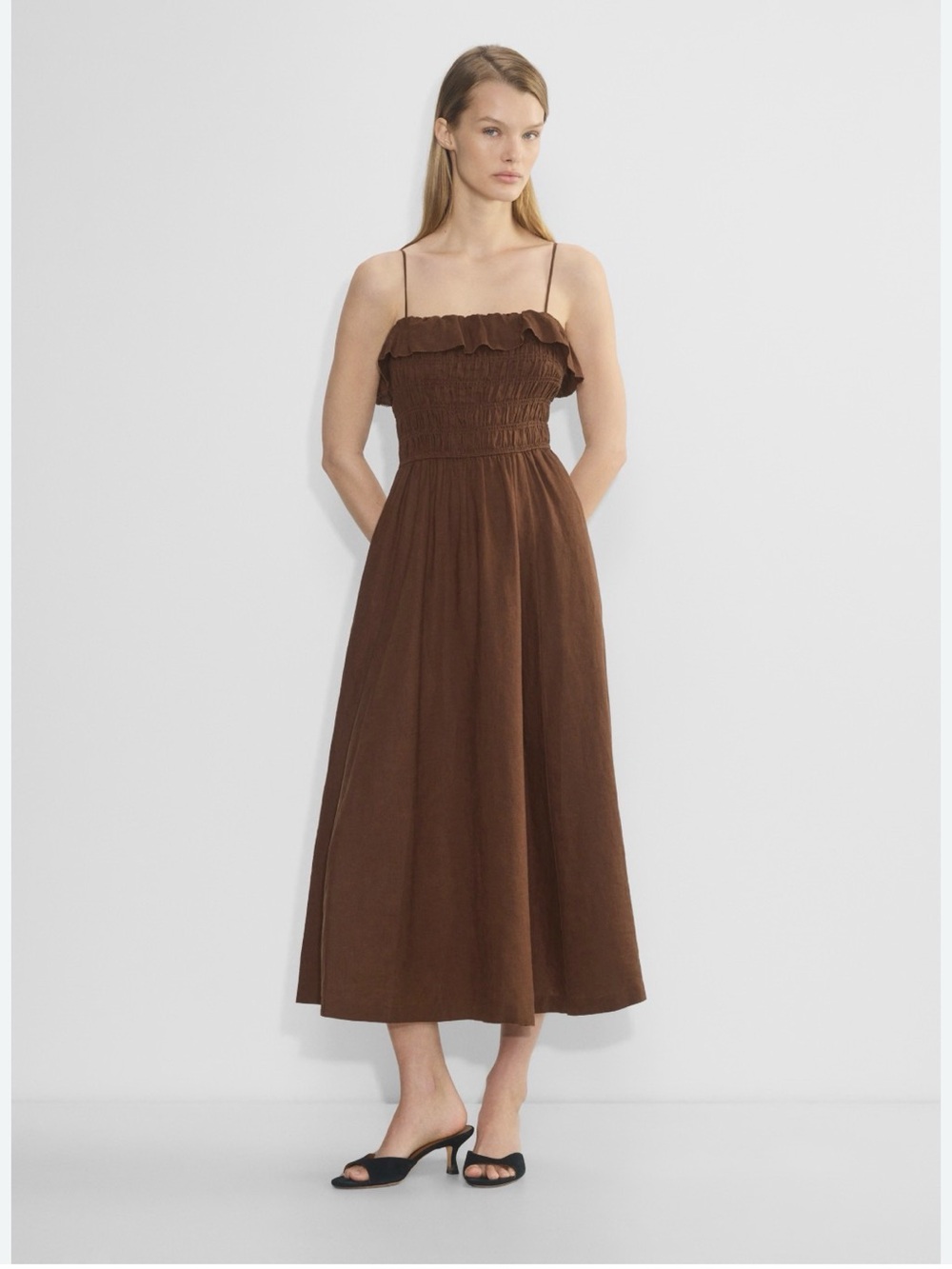 Aritzia Wilfred Portea Linen midi dress
